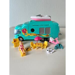 Vintage 1997 Genie Toys Polly Pocket Camper Bus Toy With Figure